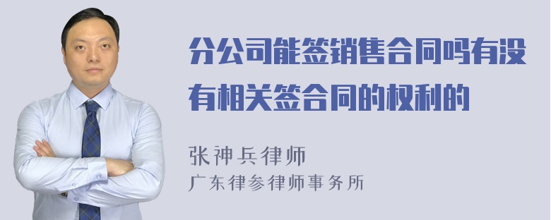 分公司能签销售合同吗有没有相关签合同的权利的