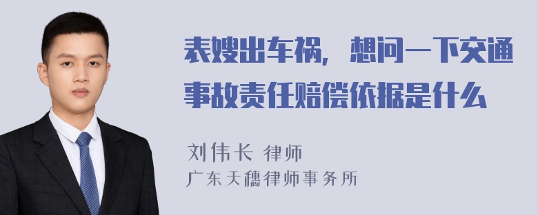 表嫂出车祸，想问一下交通事故责任赔偿依据是什么