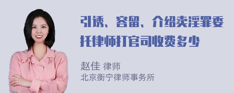 引诱、容留、介绍卖淫罪委托律师打官司收费多少