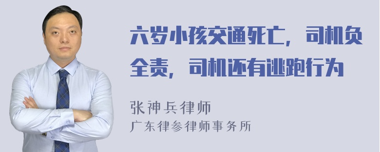 六岁小孩交通死亡，司机负全责，司机还有逃跑行为