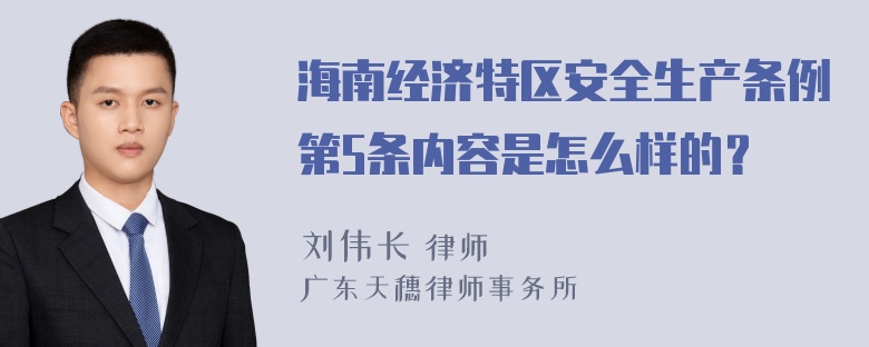 海南经济特区安全生产条例第5条内容是怎么样的？