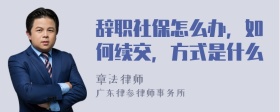 辞职社保怎么办，如何续交，方式是什么