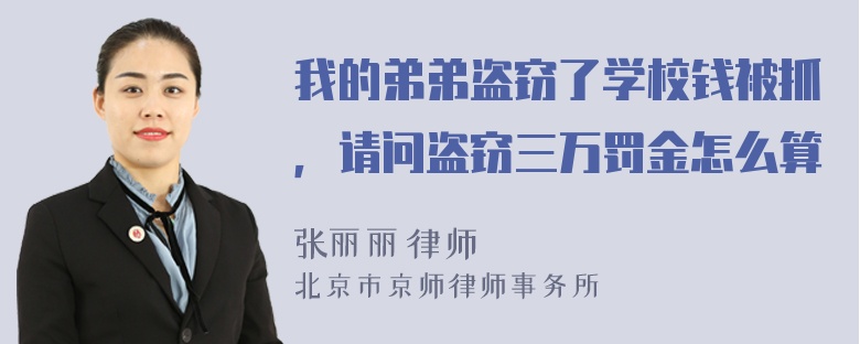 我的弟弟盗窃了学校钱被抓，请问盗窃三万罚金怎么算