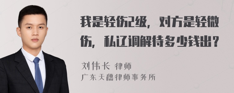 我是轻伤2级，对方是轻微伤，私辽调解待多少钱出？