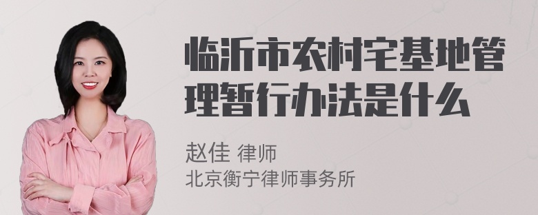 临沂市农村宅基地管理暂行办法是什么