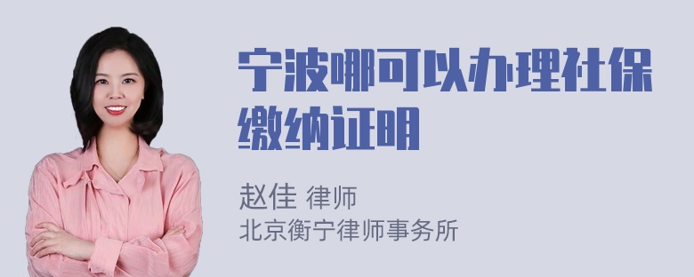 宁波哪可以办理社保缴纳证明