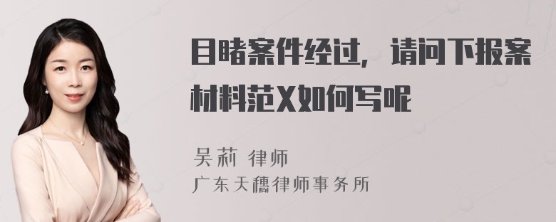 目睹案件经过，请问下报案材料范X如何写呢