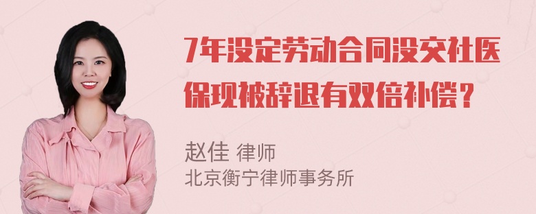 7年没定劳动合同没交社医保现被辞退有双倍补偿？