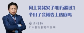 网上贷款欠了40万超过1个月了会被告上法庭吗