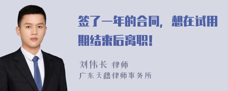 签了一年的合同，想在试用期结束后离职！