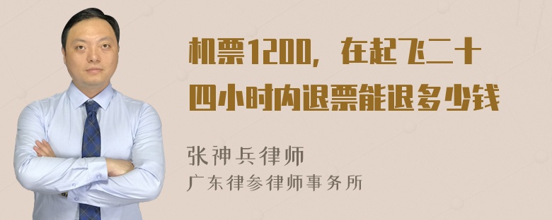 机票1200，在起飞二十四小时内退票能退多少钱