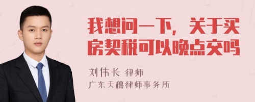 我想问一下，关于买房契税可以晚点交吗