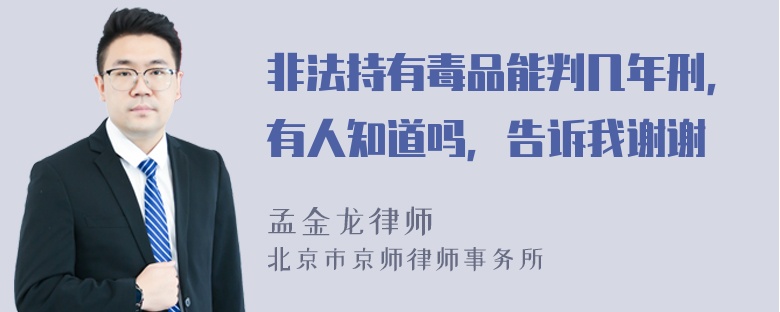 非法持有毒品能判几年刑，有人知道吗，告诉我谢谢