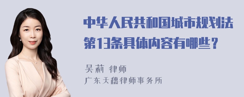 中华人民共和国城市规划法第13条具体内容有哪些？