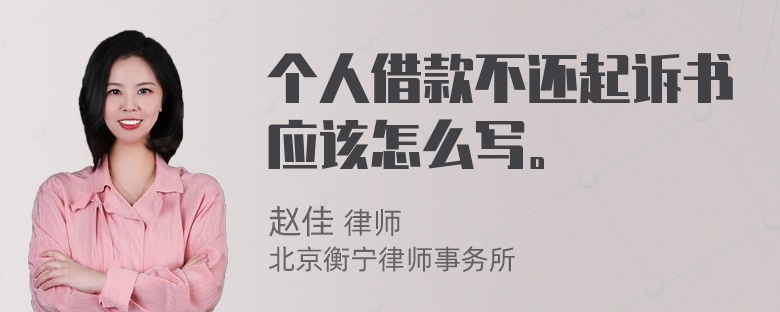 个人借款不还起诉书应该怎么写。