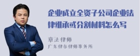 企业成立全资子公司企业法律继承或分割材料怎么写