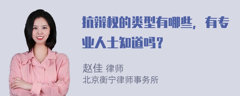 抗辩权的类型有哪些，有专业人士知道吗？