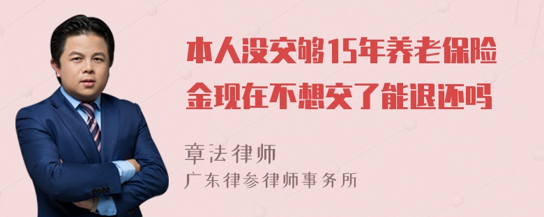 本人没交够15年养老保险金现在不想交了能退还吗