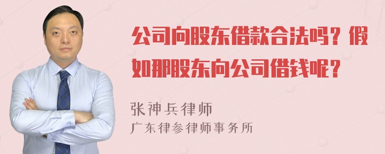 公司向股东借款合法吗？假如那股东向公司借钱呢？