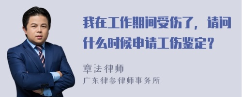 我在工作期间受伤了，请问什么时候申请工伤鉴定？