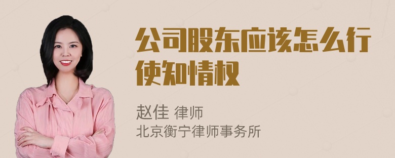 公司股东应该怎么行使知情权