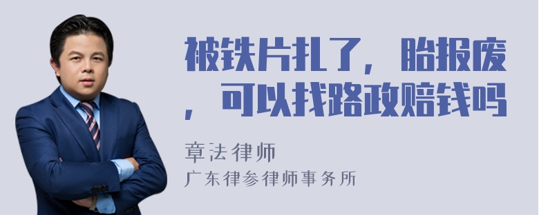 被铁片扎了，胎报废，可以找路政赔钱吗