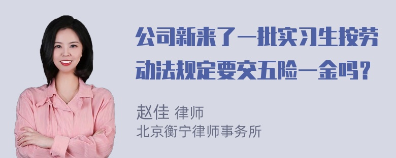 公司新来了一批实习生按劳动法规定要交五险一金吗？