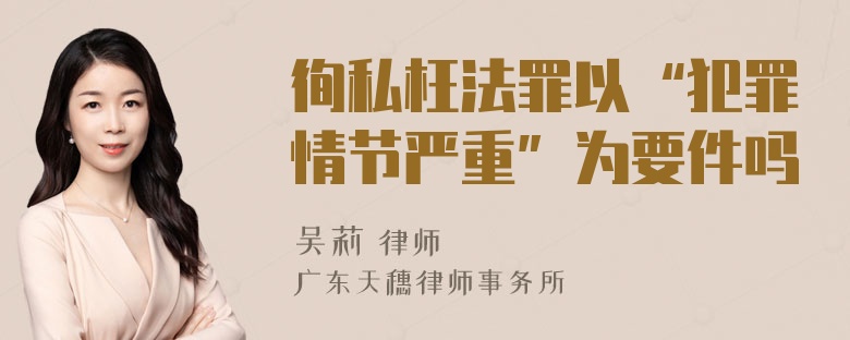 徇私枉法罪以“犯罪情节严重”为要件吗