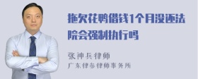 拖欠花鸭借钱1个月没还法院会强制执行吗