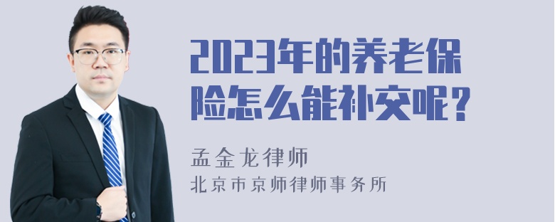 2023年的养老保险怎么能补交呢？