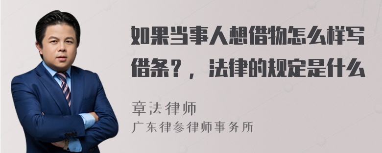 如果当事人想借物怎么样写借条？，法律的规定是什么