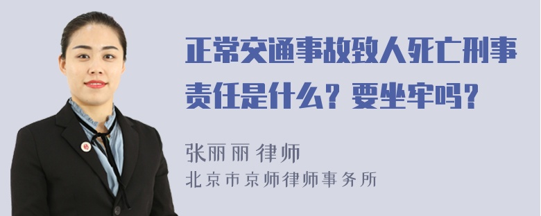 正常交通事故致人死亡刑事责任是什么？要坐牢吗？