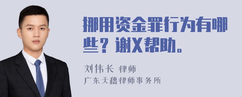 挪用资金罪行为有哪些？谢X帮助。