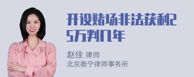 开设赌场非法获利25万判几年