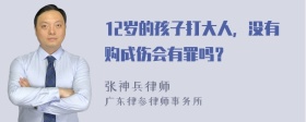 12岁的孩子打大人，没有购成伤会有罪吗？