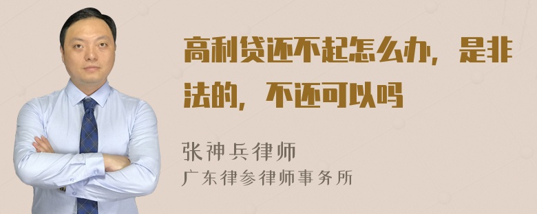 高利贷还不起怎么办，是非法的，不还可以吗