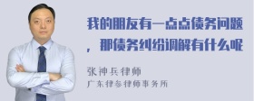 我的朋友有一点点债务问题，那债务纠纷调解有什么呢