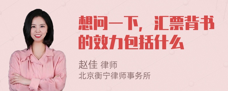 想问一下，汇票背书的效力包括什么