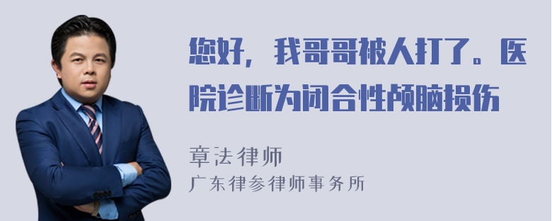 您好，我哥哥被人打了。医院诊断为闭合性颅脑损伤