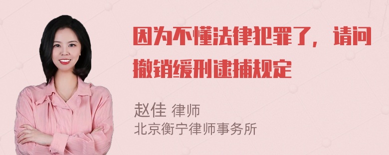 因为不懂法律犯罪了，请问撤销缓刑逮捕规定