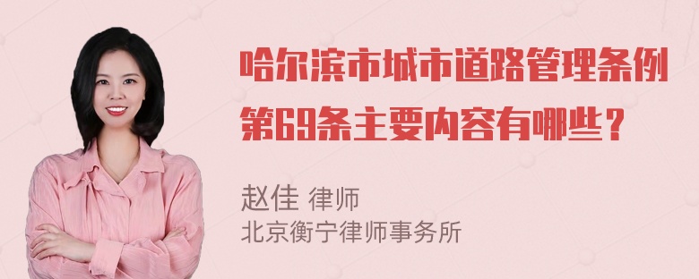 哈尔滨市城市道路管理条例第69条主要内容有哪些？