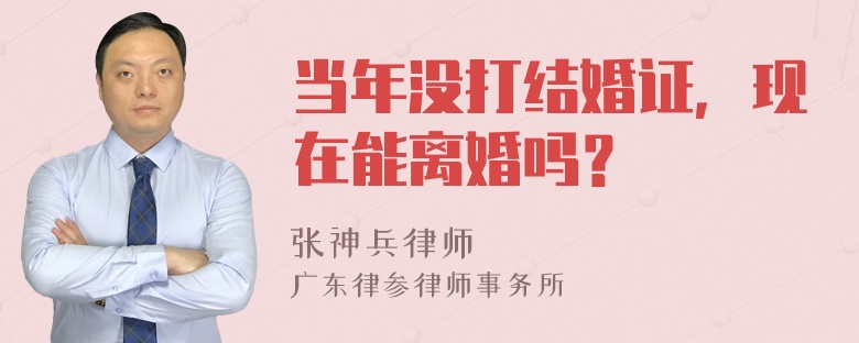 当年没打结婚证，现在能离婚吗？