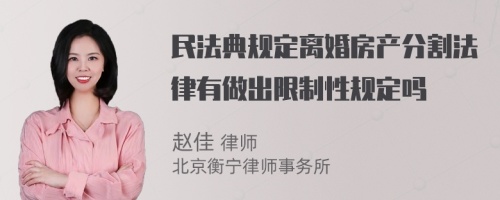 民法典规定离婚房产分割法律有做出限制性规定吗