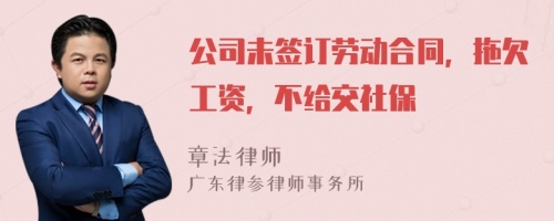 公司未签订劳动合同，拖欠工资，不给交社保