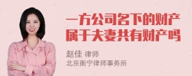 一方公司名下的财产属于夫妻共有财产吗