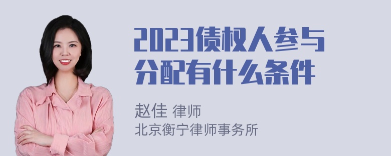 2023债权人参与分配有什么条件