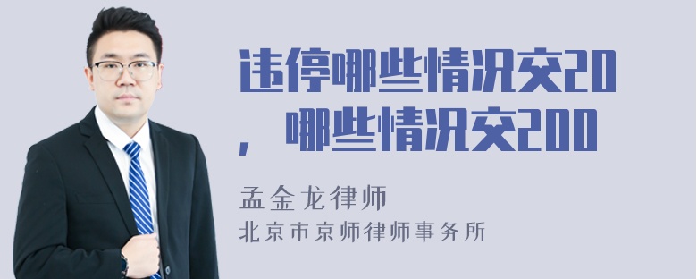 违停哪些情况交20，哪些情况交200