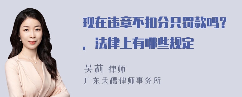 现在违章不扣分只罚款吗？，法律上有哪些规定