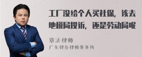 工厂没给个人买社保，该去地税局投诉，还是劳动局呢