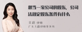 想当一家公司的股东，公司法规定股东条件有什么